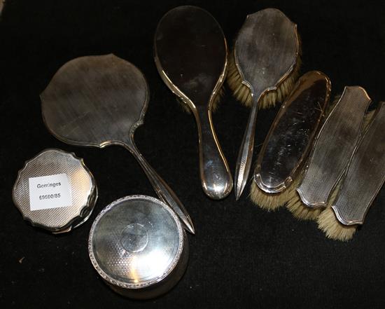 2 silver dressing table brush & mirror sets